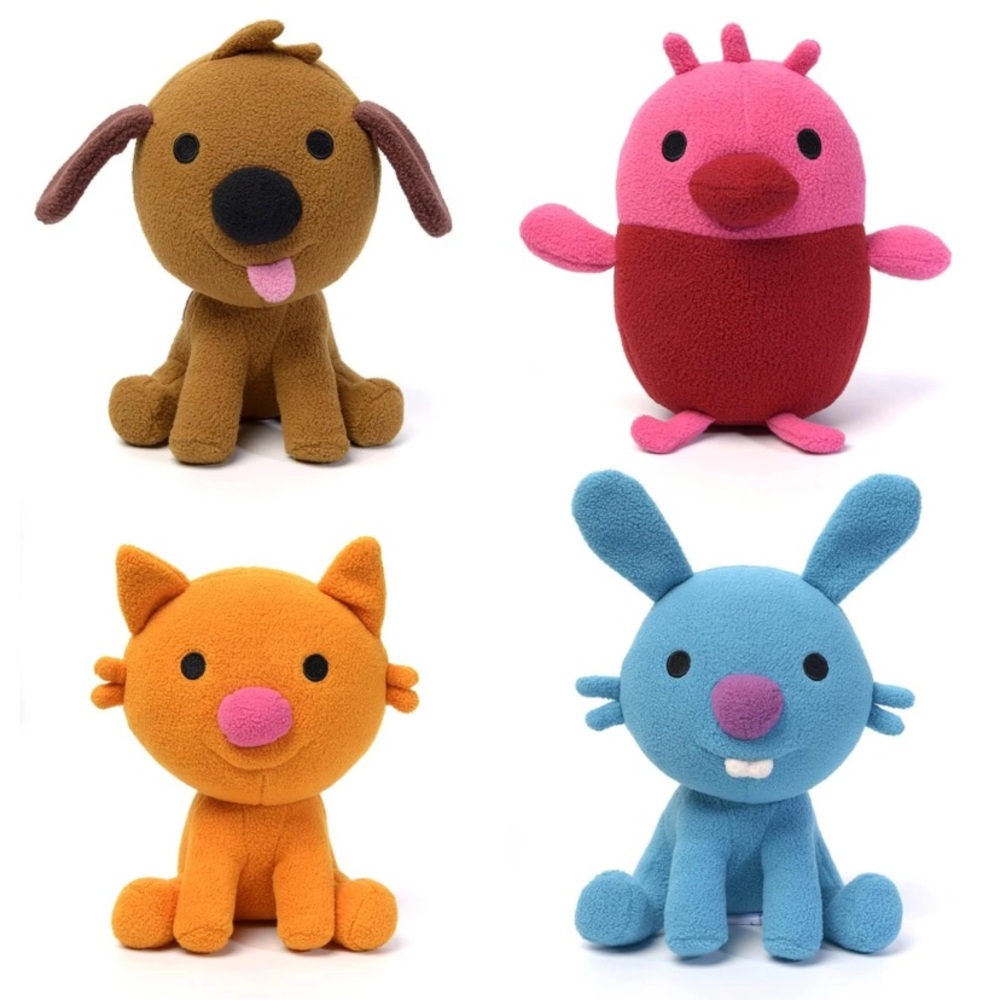 Sago Mini Plush Gift Pack, 4 Stuffed Animals with Transforming Cardboard Play...